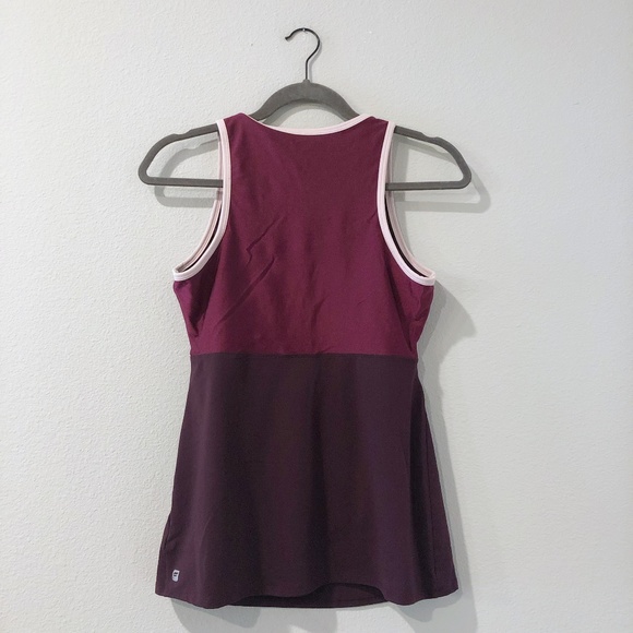 Fabletics Luana Two Tone Maroon Tank Top - Picture 4 of 8